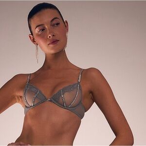 Victoria’s Secret Shine Strappy Unlined Lace Low-Cut Demi Bra, 34B